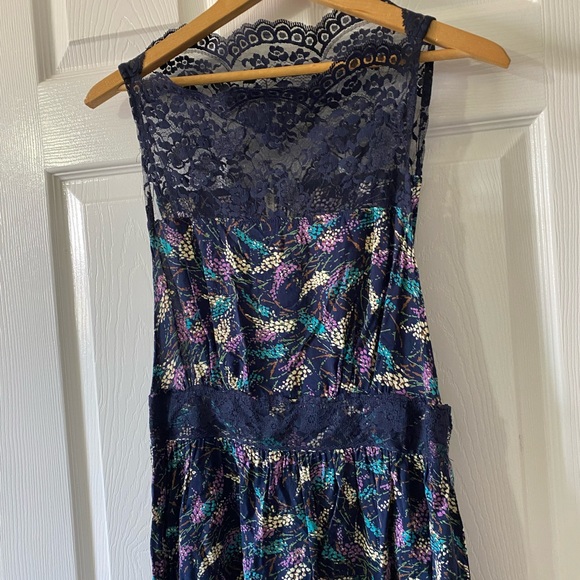 Free People Tea For Two Blue Lace Sleevles Dress - Picture 4 of 12